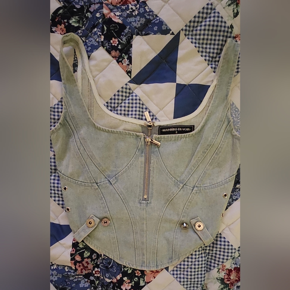 Manière De Voir Denim Corset Top